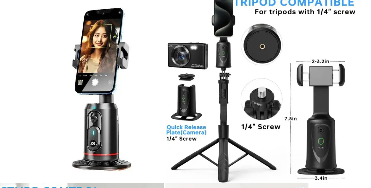 360 Auto Face Tracking Tripod Auto Phone Holder Smart Selfie Stabilizer Control